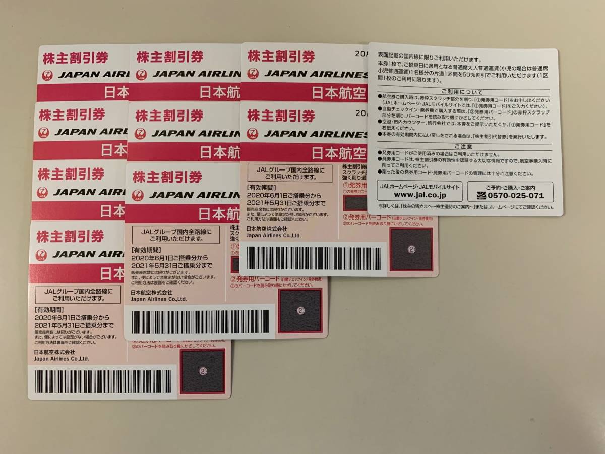 JAL株主優待券 10枚セット（2021年5月31日まで ※11月30日まで延長）送料無料