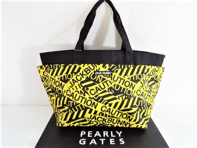 ☆新品☆ジャックバニー Jack Bunny!! by PEARLY GATES / JB CAUTION Tape 総柄 大型トートバッグ　
