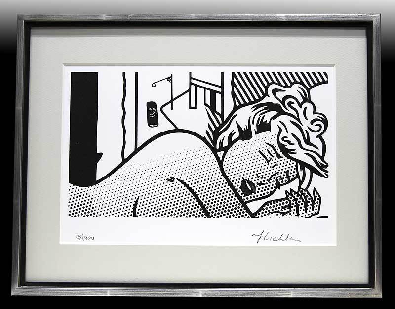 ロイ・リキテンシュタイン 直筆サイン シルク 証明書「Girl on bed