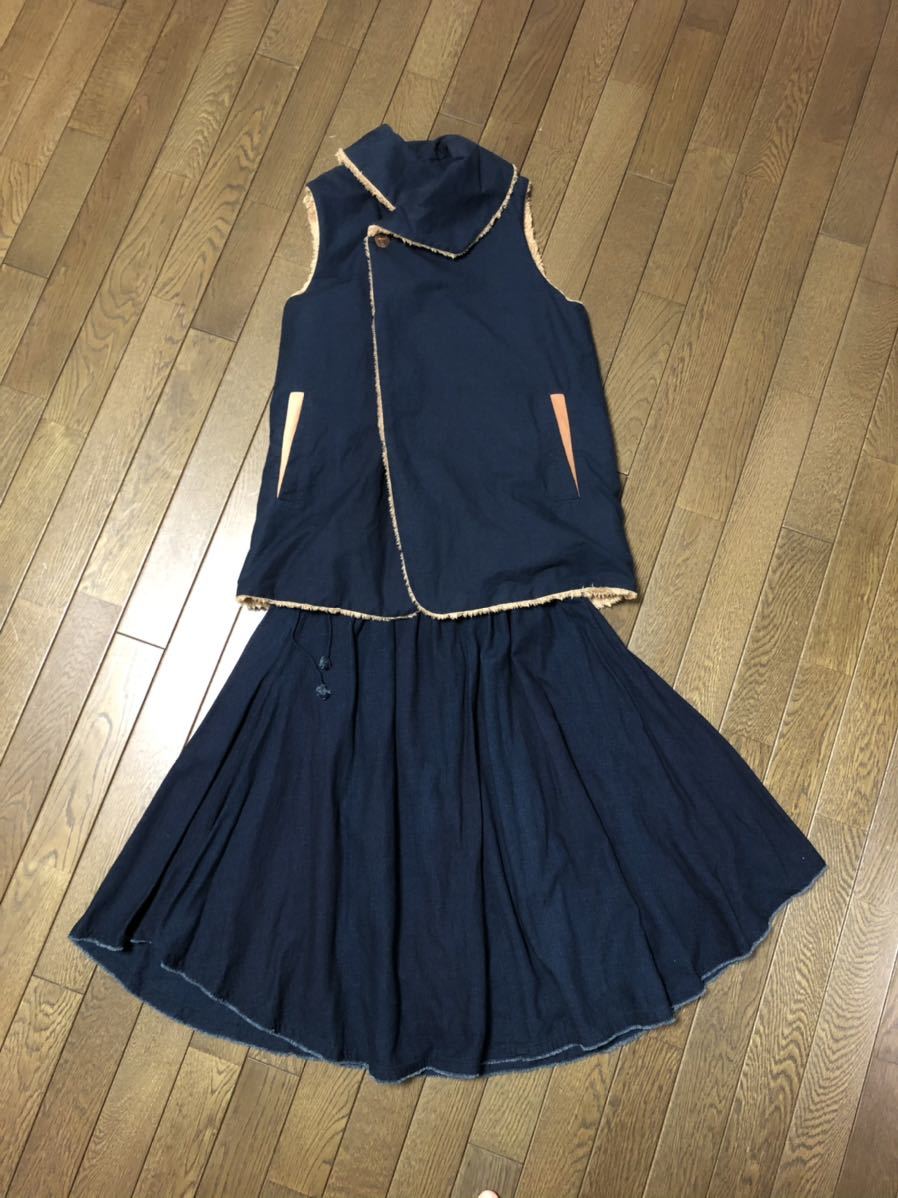 インディゴ ガーゼ ギャザースカート☆パラスパレス パラスパレス