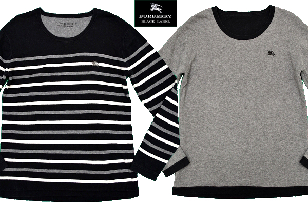 Y-0834★BURBERRY BLACK LABEL バーバリー ブラックレーベル★正規品 三陽商会 ホースロゴ刺繍 リバーシブル コットンニット セーター 2