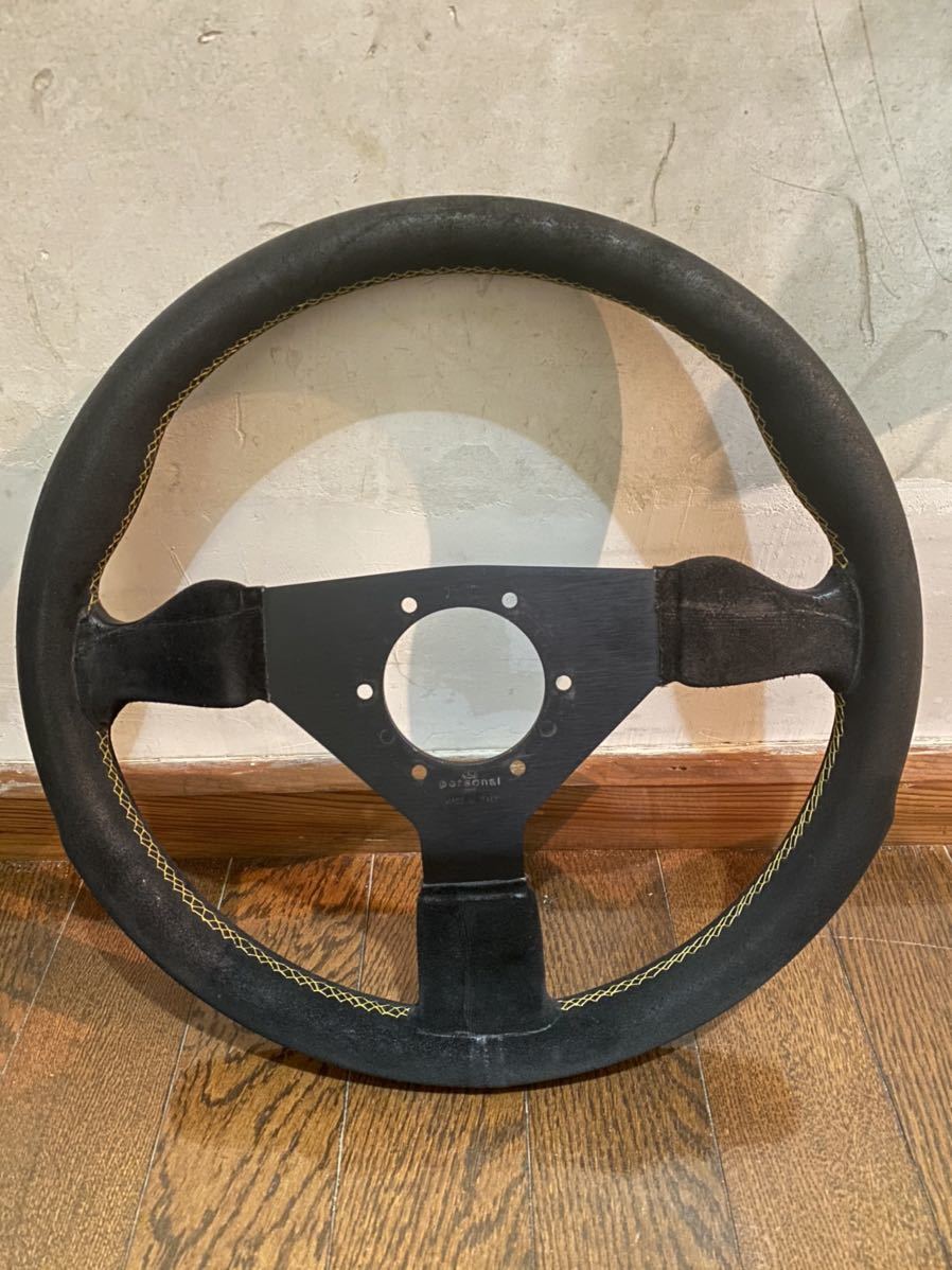 車ステアリング　パーソナル　グリンタ　イエローステッチ　バックスキン　35φ 車ステアリング パーソナル グリンタ イエローステッチ バックスキン