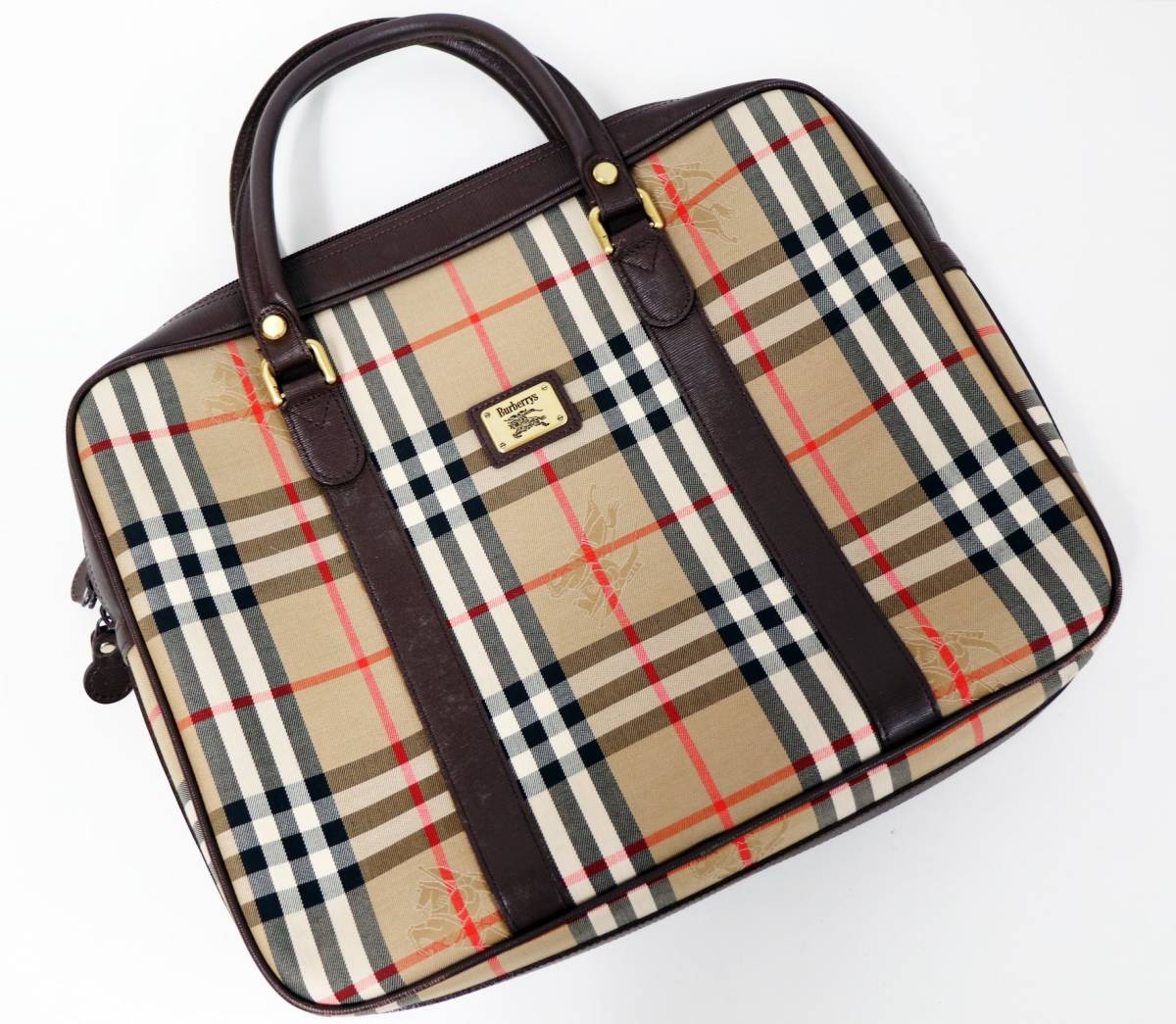 バッグ バーバリー BURBERRY Banner 三越伊勢丹の 0 ◯佐川100サイズ K3s50 Burberrys ハンドバッグ ビジネスバッグ 内部カビあり バーバリーチェック 