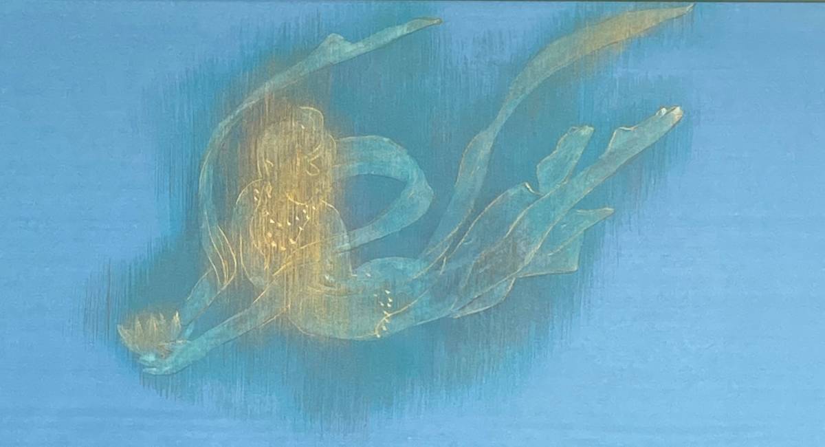 真作保証』☆北田克己☆月のふね☆日本画☆F15☆15号☆人気作家☆人物