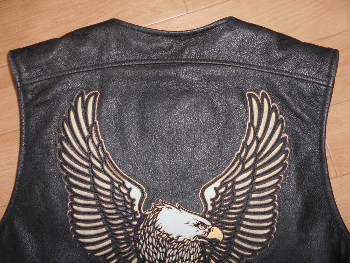 ☆Harleydavidson/ハーレーダビッドソン 本革レザーベスト/サイド
