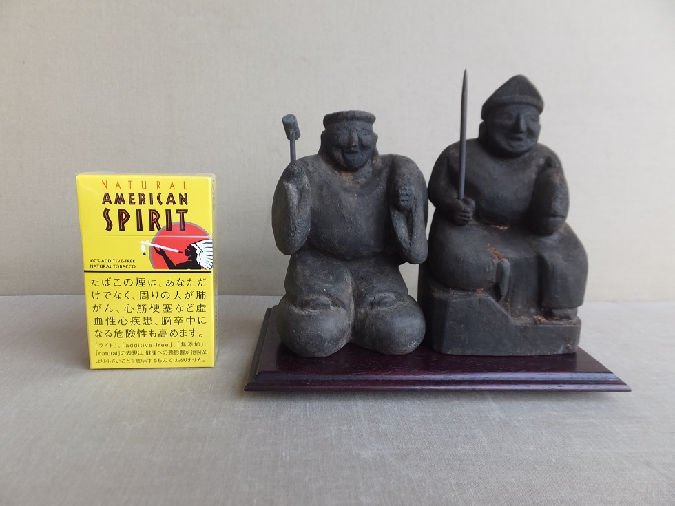 江戸期/古い素朴な民衆仏・木彫恵比寿大黒像一対・仏教美術