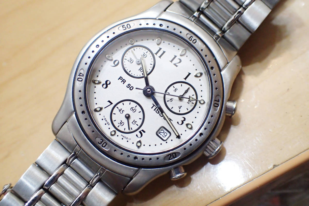 未使用/動作品 ◇ TISSOT/ティソ クロノグラフ ◇PR50 デイト付き 