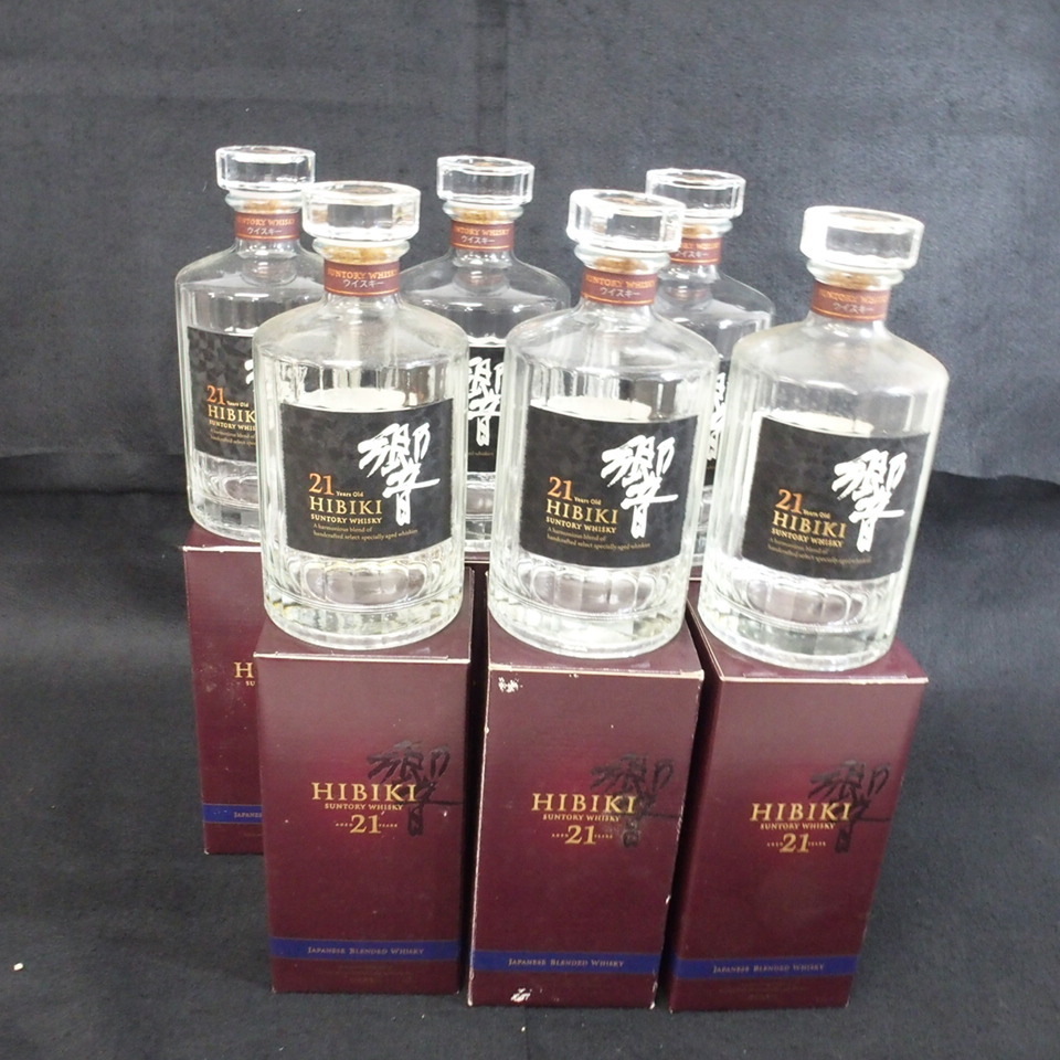 6. 空き瓶 空瓶 サントリー SUNTORY 響 21年 ウイスキー 6本 セット