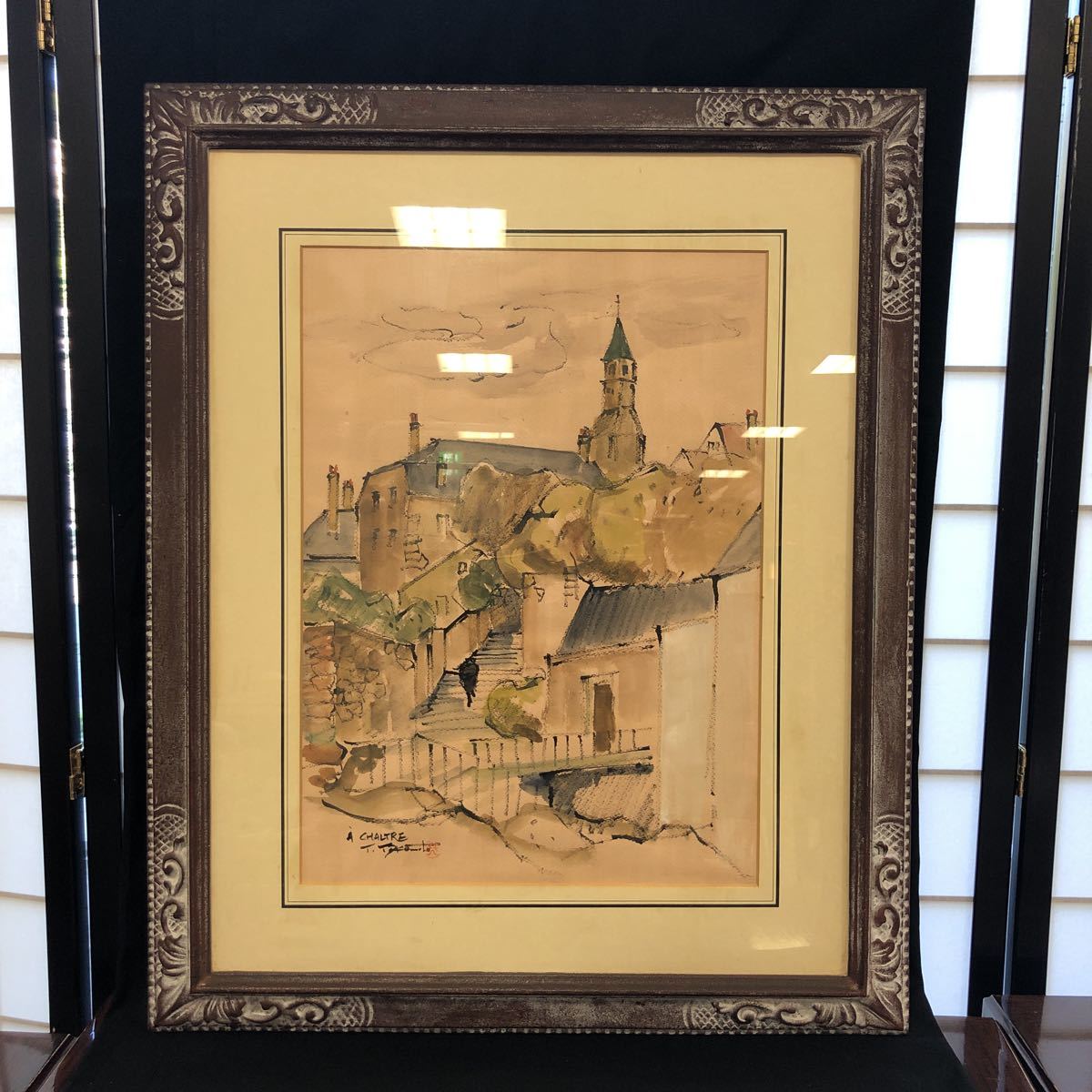 竹本尭亜 「パリ」紙 油彩画