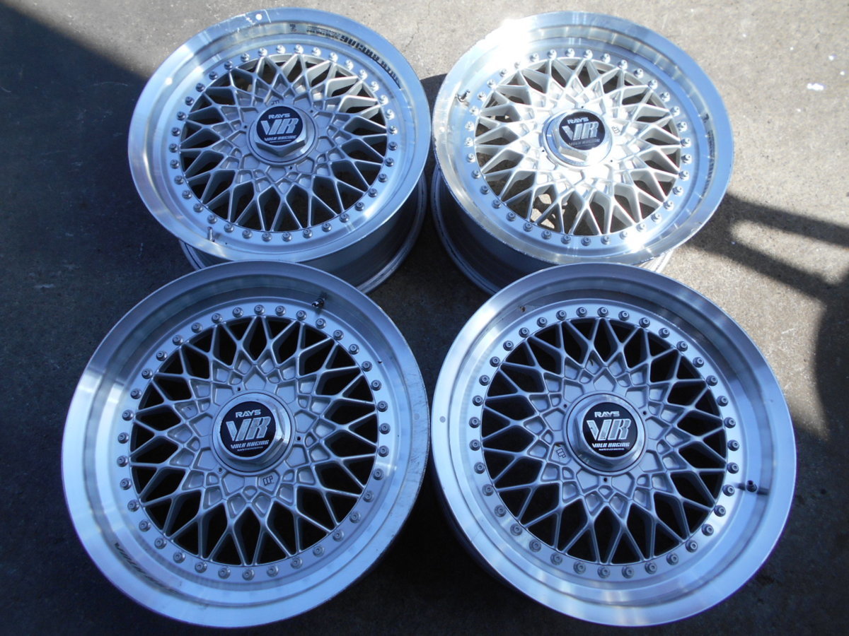 深リム!PCD114.3 RAYS VOLKレーシング メッシュ 7j/+35 8j/+38 ハブ約60㎜ 4本セット! 中古 旧車 ドリ車
