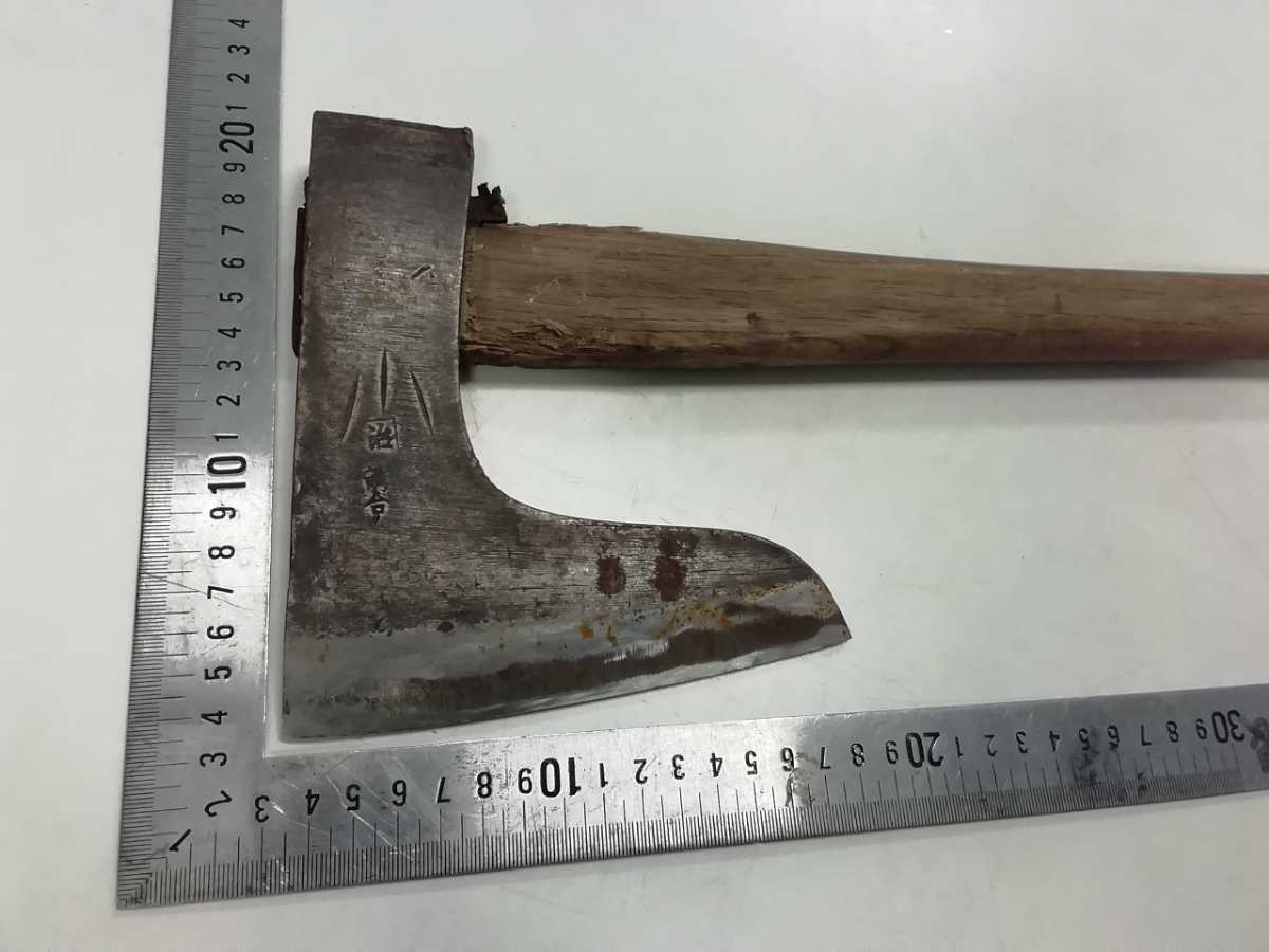 古道具 山師 オノ マサカリ 斧 林業 在銘 薪割 大工道具 道具 山 秀道 金物