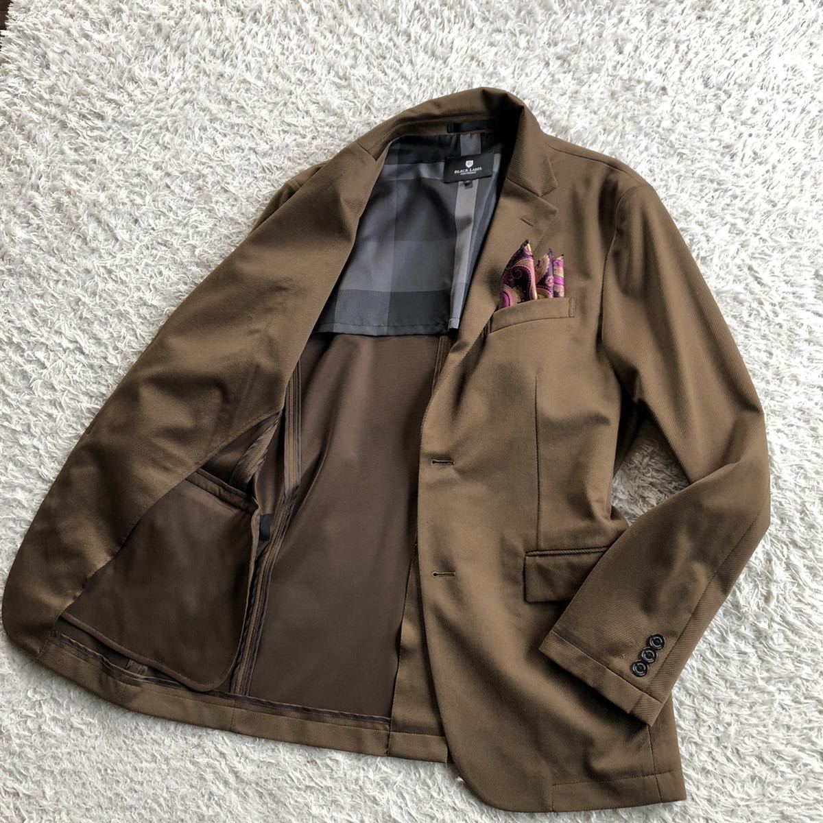 お買い得，格安 都会的高級感 ブラックレーベルクレストブリッジ BLACK LABEL CRESTBRIDGE テーラードジャケット メンズ M バーバリー 2釦 ブラウン A2(Mサイズ)｜売買されたオークション情報、yahooの商品情報をア Mサイズ