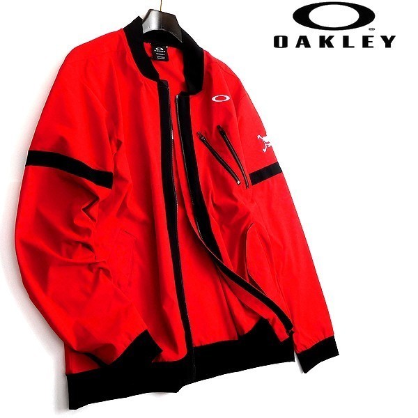 OAKLEY オークリー 東レPrimeflex 軽量 吸汗速乾 撥水 ストレッチ ブルジップ ジャケット ゴルフウェア 赤黒 L 772 ▲035▼kkf0748b