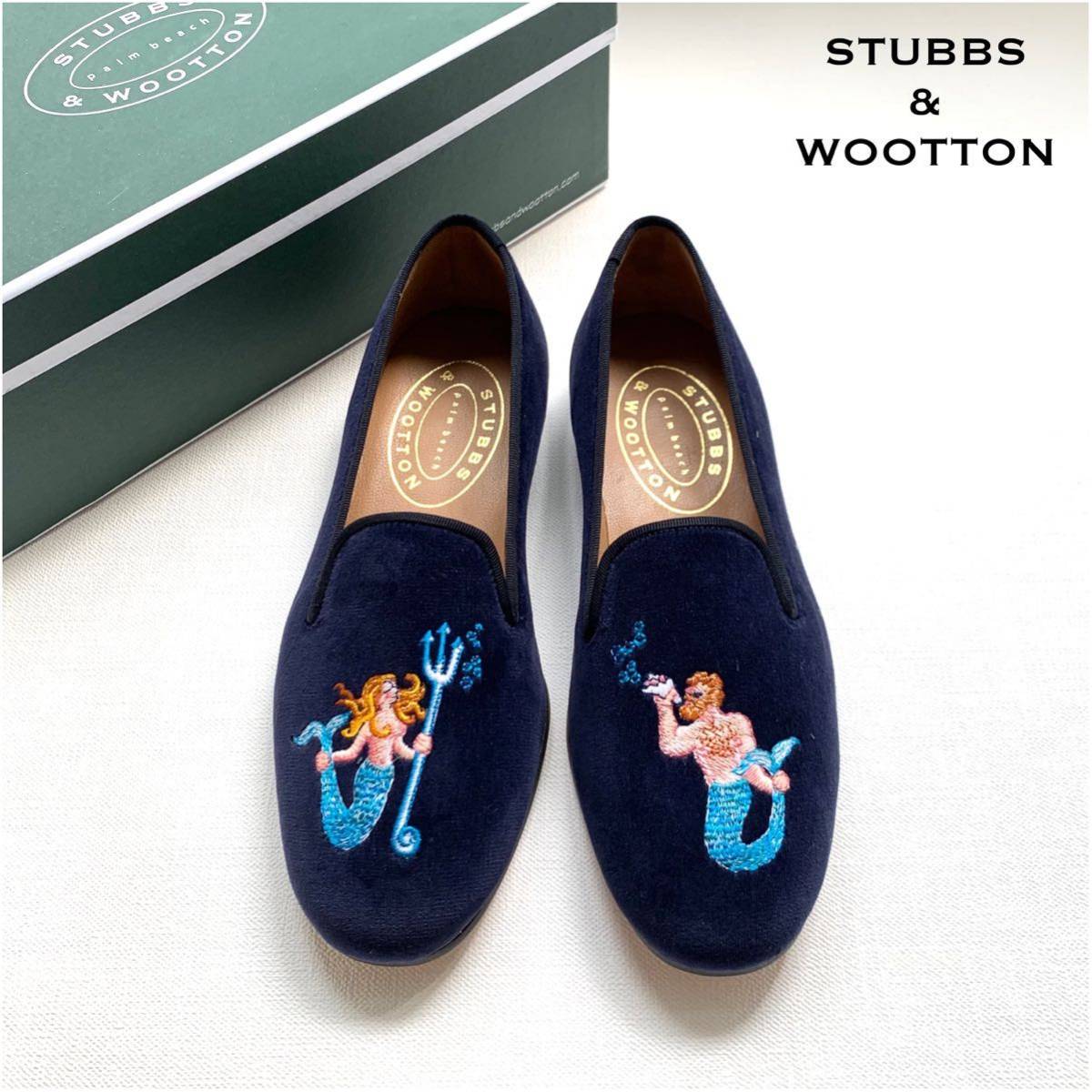 新品 STUBBS & WOOTTON スタブスアンドウートン ベルベット スリッポン 