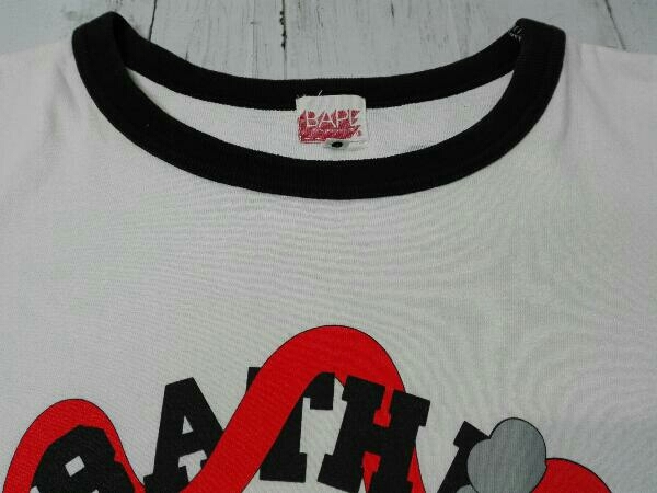 A BATHING APE × KAWS / タグ付未使用品/00s/KAWSコラボ/長袖リンガーTシャツ/L/コットン/ホワイト×カーキ コラボ】A BATHING APE x KAWS アベイシングエイプxカウズ 2000年代