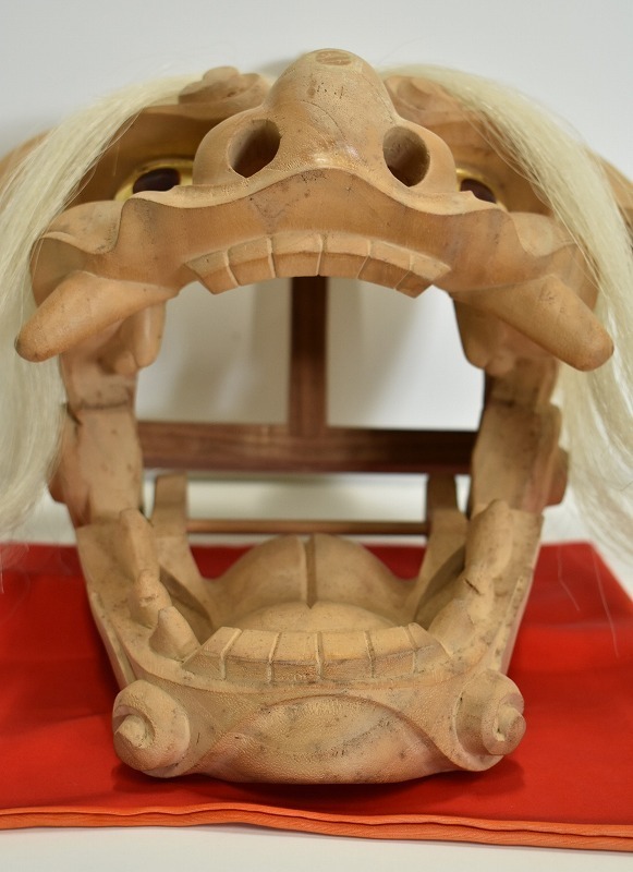 竜X155 富山県無形文化財 井波彫刻の名工 横山一夢 木彫 獅子頭 置物