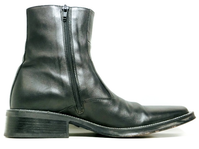 即決☆美品 イタリア製 VISARUNO☆25cm レザーサイドジップブーツ 