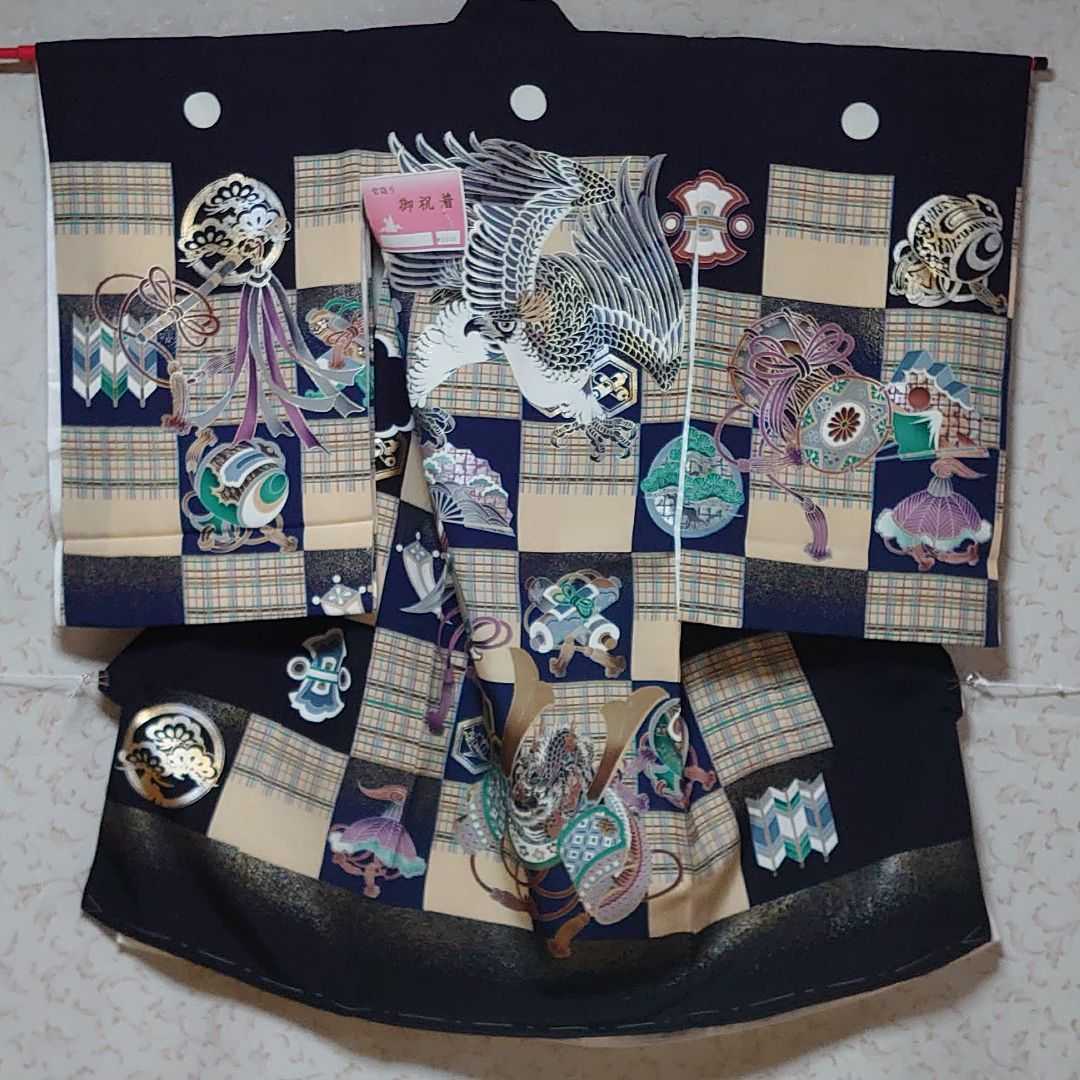 低価，品質保証 保管品 少難あり 正絹 男児 宮参り着物 鷹と兜(和服、祝着)｜売買されたオークション情報、yahooの商品情報をアーカイブ公開 - オークファン 和服、祝着