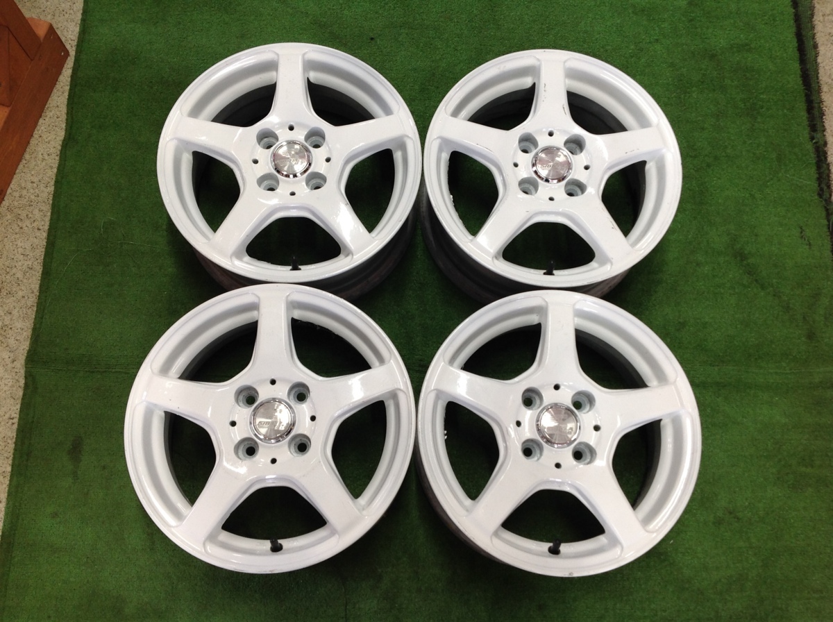 ●再塗装品 アルミホイール シビラGG 14インチ 5.5J +38 100/4H ホワイト 5本スポーク ヴィッツ ノート などに 店頭OK 札幌発 6-40●