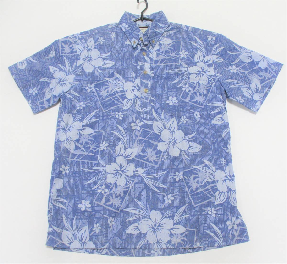 (中古）ハワイ製　MAKAPUU　ボタンダウン　カラーシャツ　プルオーバー　表記サイズM