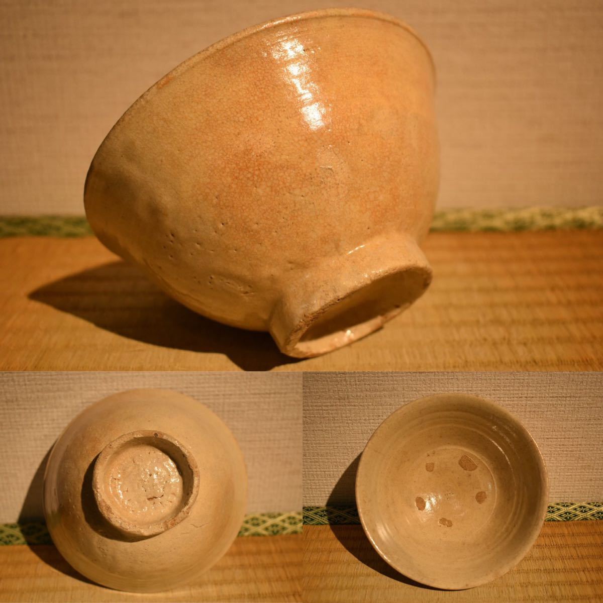 GE】R767【旧家蔵出品】時代 粉青刷毛目茶碗 /朝鮮美術 中国 古玩 時代