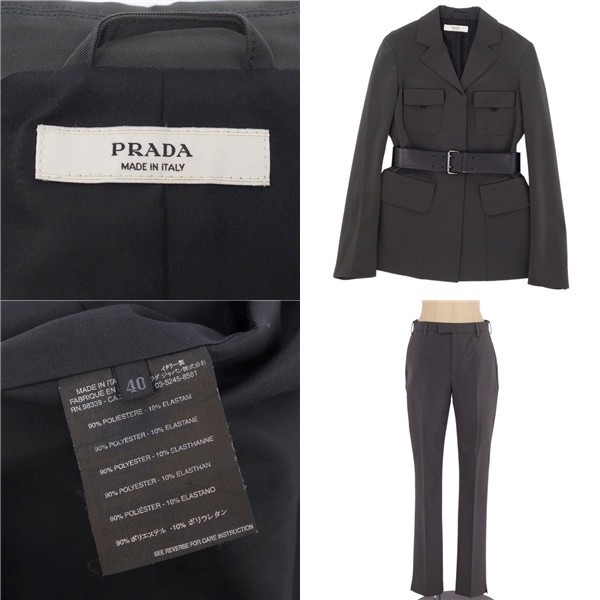 プラダ Prada ベルト付き セットアップ パンツスーツ ジャケット パンツ レディース イタリア製 40 M相当 グレー Ci06dl Rm10e パンツスーツ 売買されたオークション情報 Yahooの商品情報をアーカイブ公開 オークファン Aucfan Com