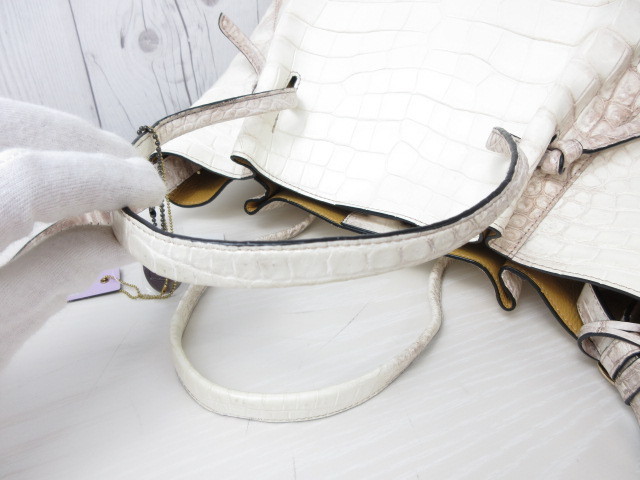 未使用展示品 PELLE BORSA ペレボルサ ヒマラヤホワイト クロコダイル 