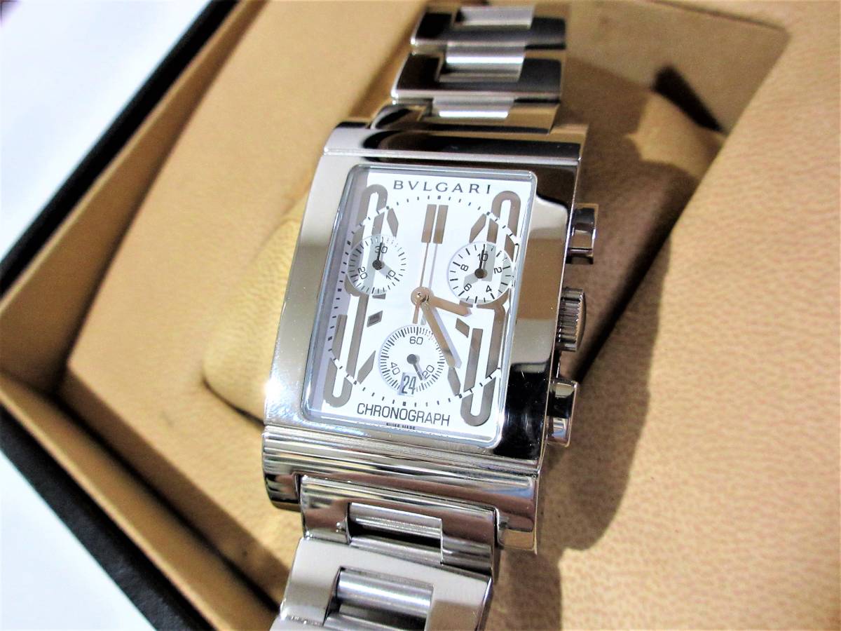 売切 美品 ブルガリ レッタンゴロ クロノ RTC49S (14