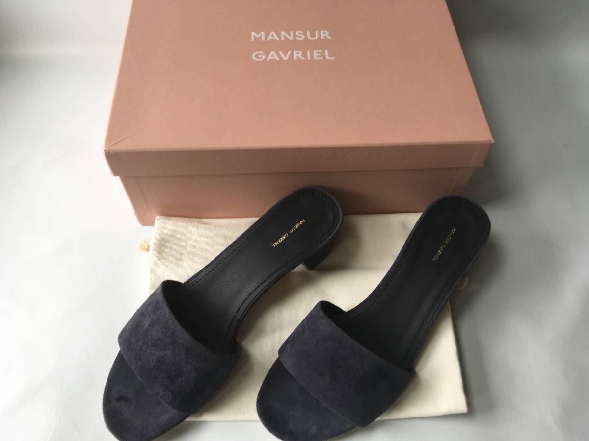 新品!MANSUR GAVRIELマンサーガブリエル SUEDE 4cmヒールミュール　サンダル38 定価67，100