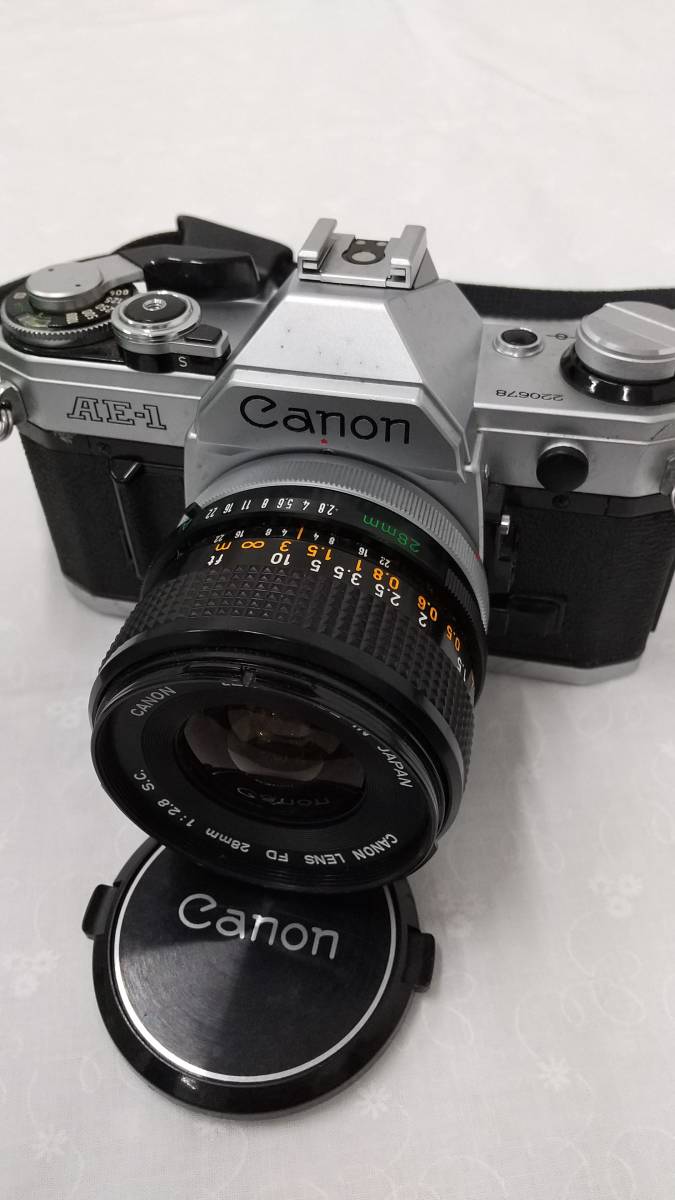 988】Canon AE-1 フィルムカメラ FD 28mm 1:2.8 S.C. レンズ キャノン