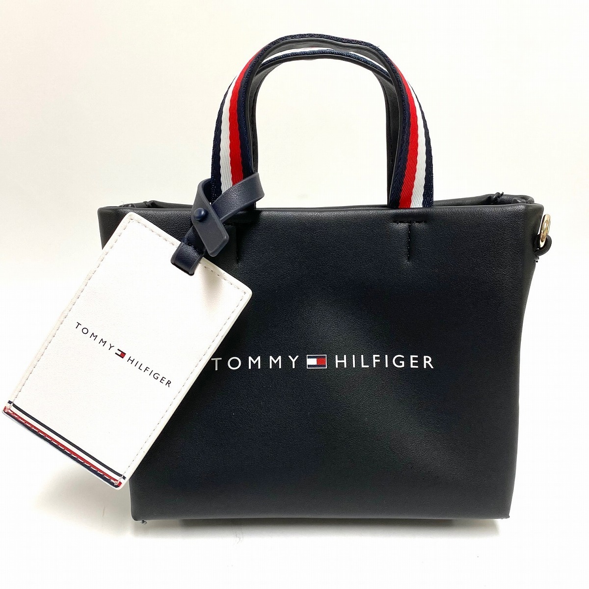 中古】TOMMY HILFIGER 2way ハンドバッグ ショルダーバッグ ブラック 