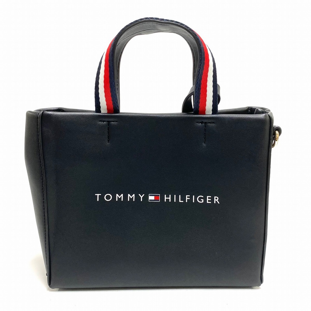 中古】TOMMY HILFIGER 2way ハンドバッグ ショルダーバッグ ブラック 