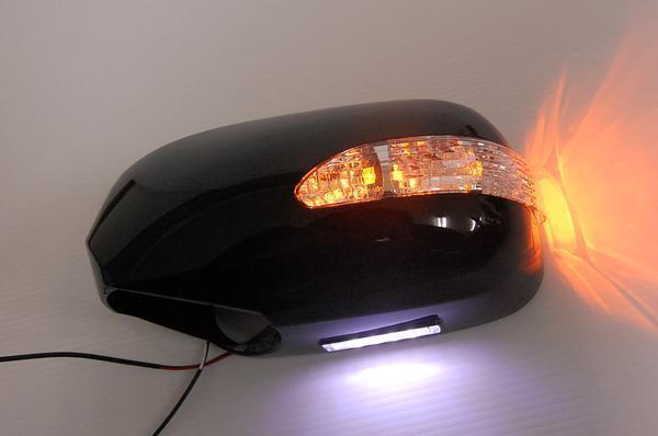 20系 セルシオ 後期 LEDウインカーミラー 純正交換式 [純正色202]塗装済み ウィンカー/フットランプ付き カバー交換 ブラック