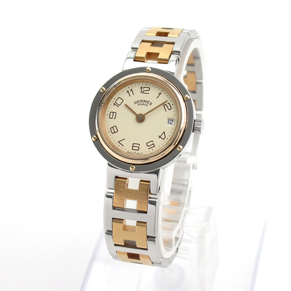 1円 3ヶ月保証付き 磨き済み 本物 定番 Hermes エルメス クリッパー コンビ レディース 時計 クリッパー 売買されたオークション情報 Yahooの商品情報をアーカイブ公開 オークファン Aucfan Com