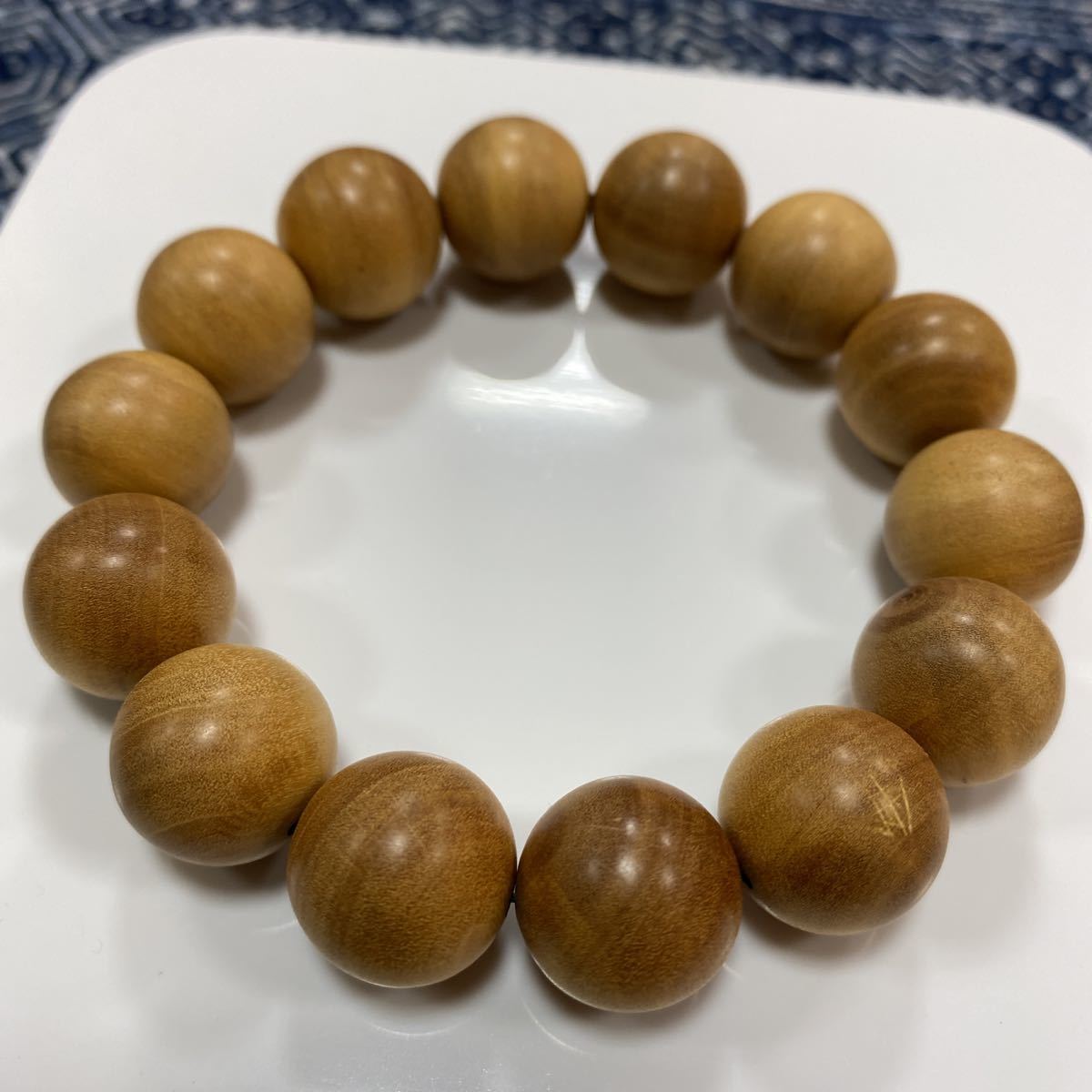 卸売 白檀ブレスレット 約15mm～16mm 23.3g (沈香 伽羅 白檀 香木 聞香 精油 アロマ ブレスレット 数珠)