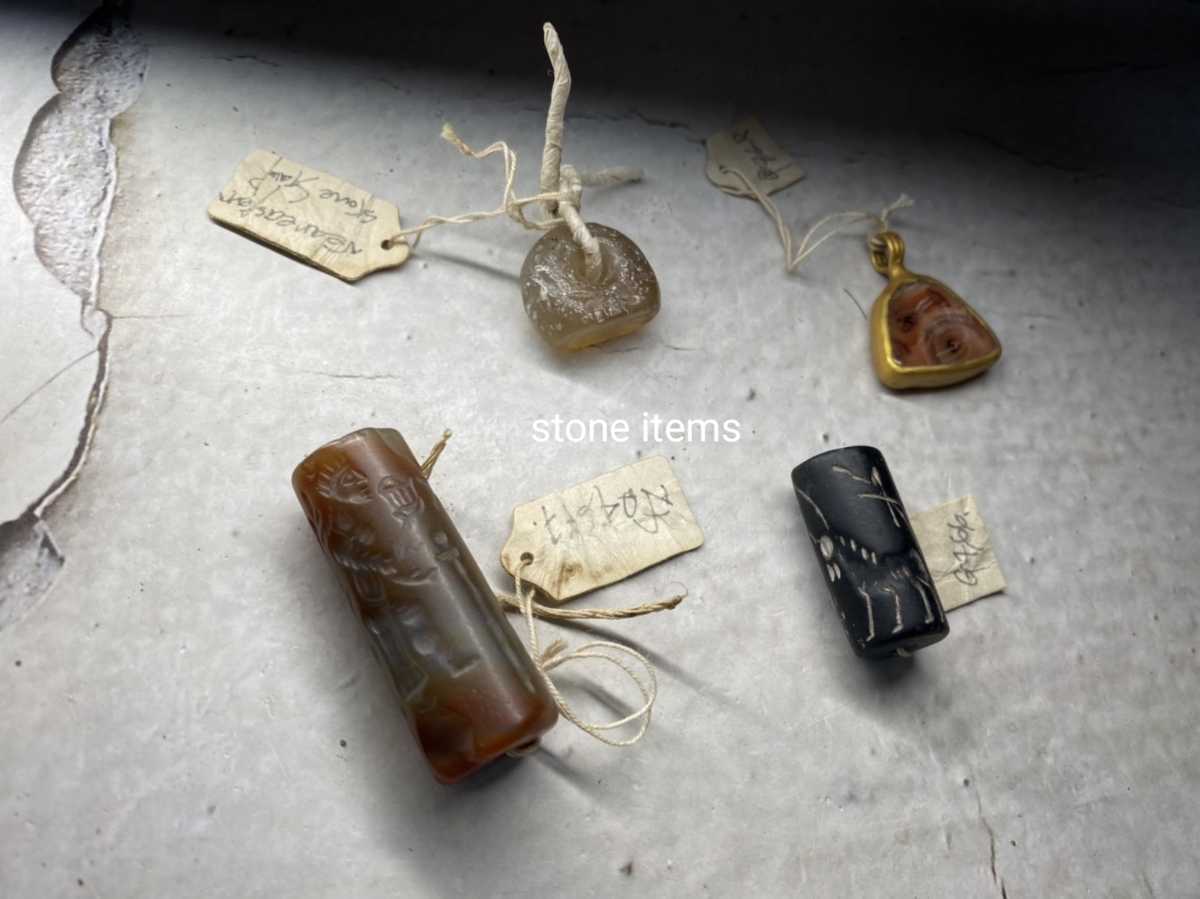 N57 収集家放出品 near eastern 人物動物刻 石造 筒形印章 他石造 印章