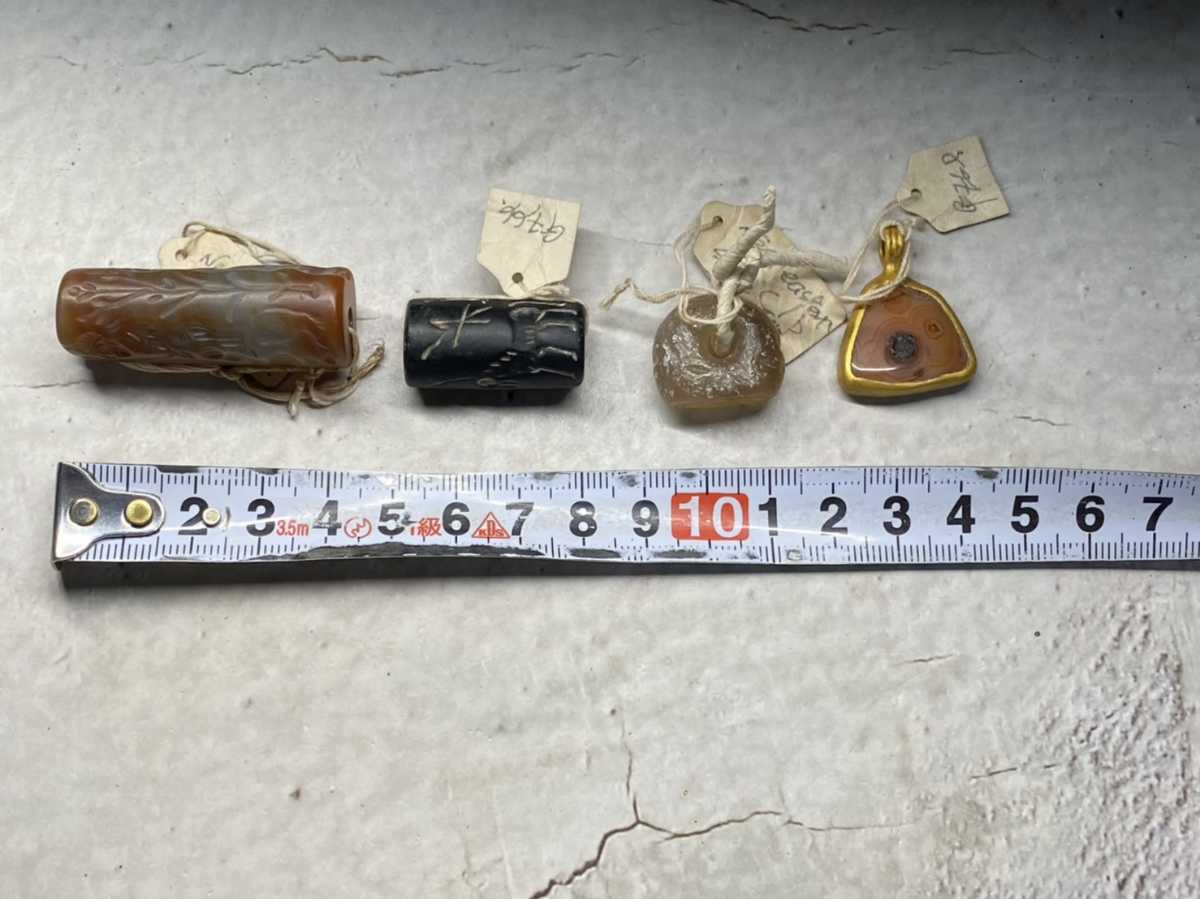 N57 収集家放出品 near eastern 人物動物刻 石造 筒形印章 他石造 印章