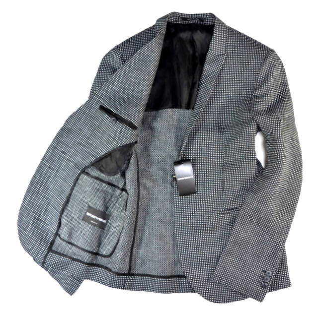 新品 リネン100% ジョルジオアルマーニジャパン社 ARMANI アルマーニ 通年 背抜き メンズ カジュアル テーラード ブレザー ジャケット 46