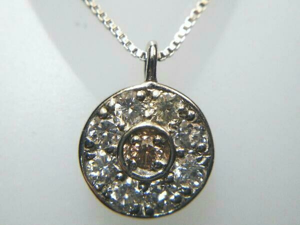 【Pt900／Pt850】プラチナ ダイヤモンド0.14ct ネックレス ベネチアンチェーン ソーティング付き アクセサリー 貴金属 中古
