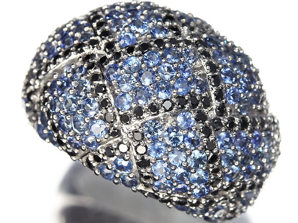 3468ST【1円～】新品【RK宝石】≪Sapphire≫ 豪華絢爛!! 輝く天然サファイア 総計2.28ct!!! 極上ブラックダイヤモンド K18WG 高級リング