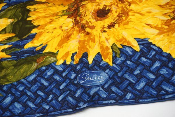 GUCCI スカーフ グッチ 大判 ひまわり シルク シルク100 - 未使用品 花