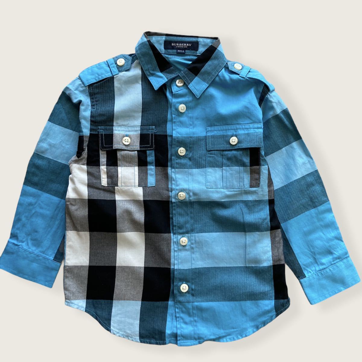 バーバリー キッズ ノバチェック ブルー Burberry 長袖シャツ(長袖T 