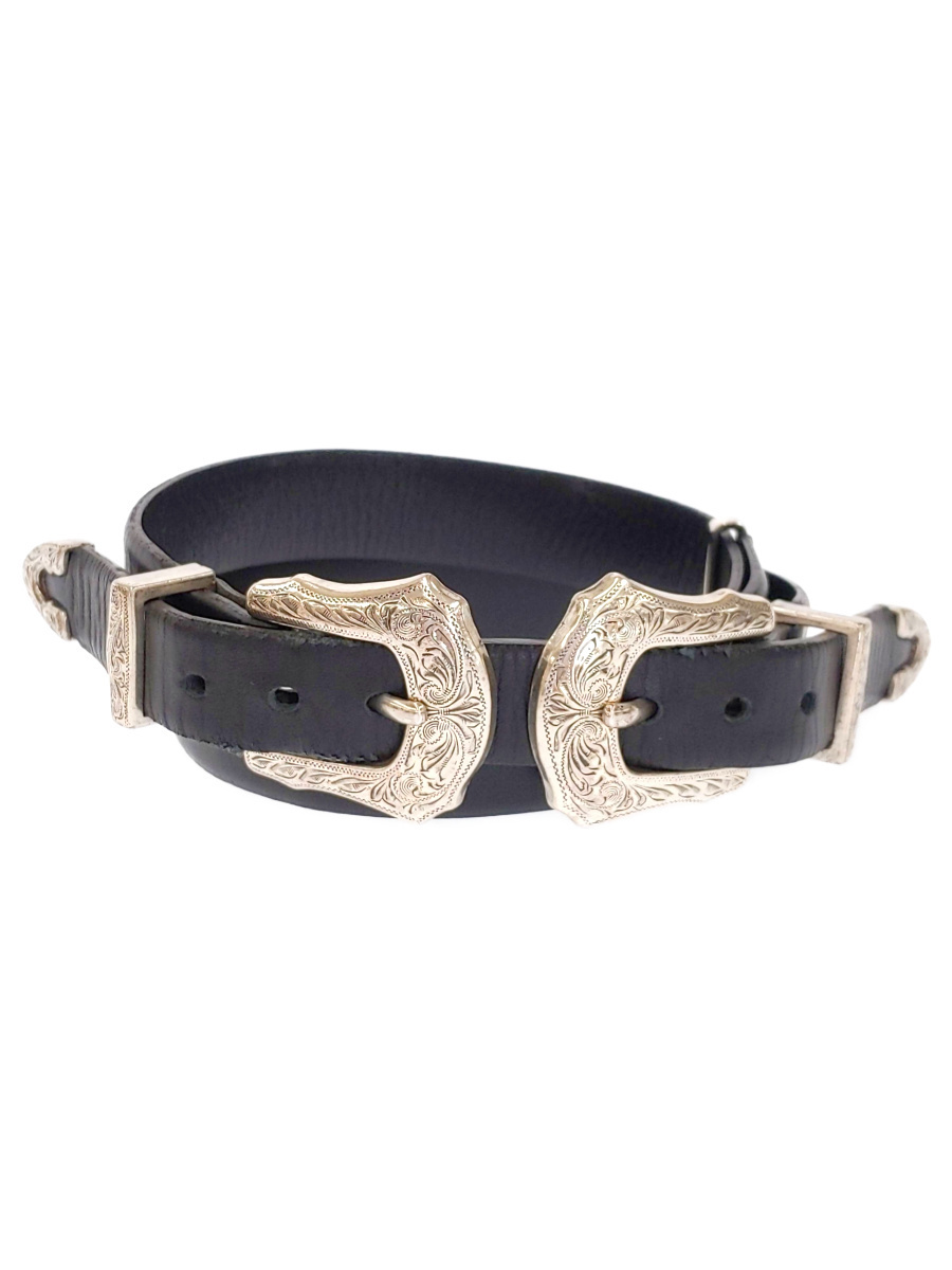 TOGA VIRILIS TOGA ARCHIVES◆Double Buckle Belt ダブルバックルベルト/レザー/BLK