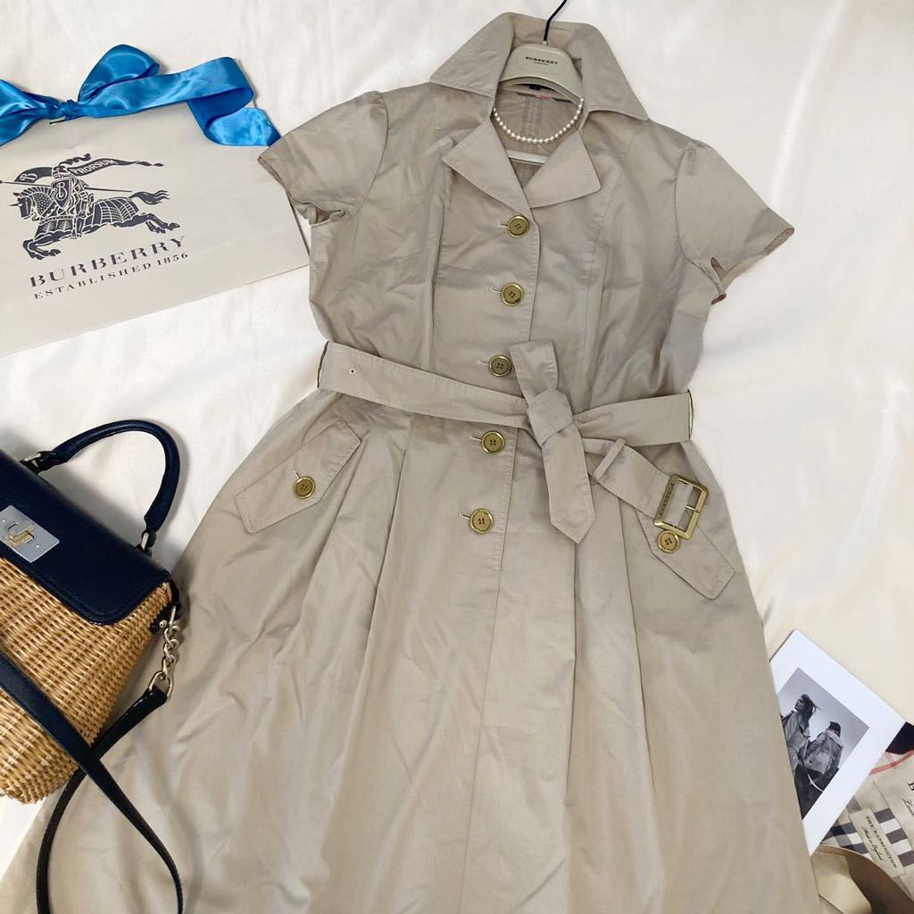 美品◇バーバリー 大きいサイズ 46/15号/XL トレンチ風☆正統派  
