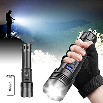 黒 5000mA 懐中電灯 COB作業灯 2in1 LEDライト 20000ルーメン LEDフラッシュライト ハンディライト 軍