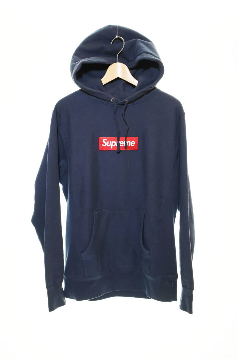 △ SUPREME シュプリーム Box Logo Hooded Sweatshirt ボックスロゴ パーカー M 紺 ネイビー 103