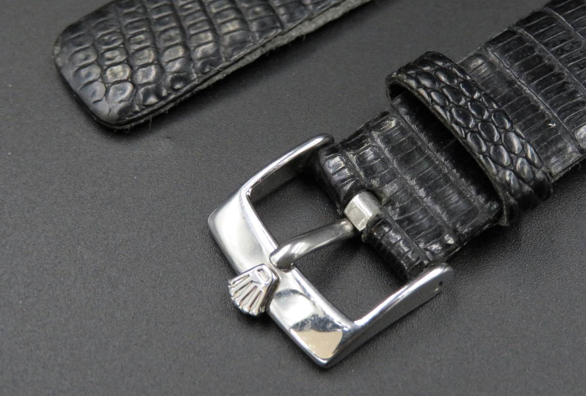 1円 正規品 ROLEX ロレックス 純正SS尾錠 革ブレス付き 取り付け幅16mm メンズ 腕時計 ベルト パーツ 
