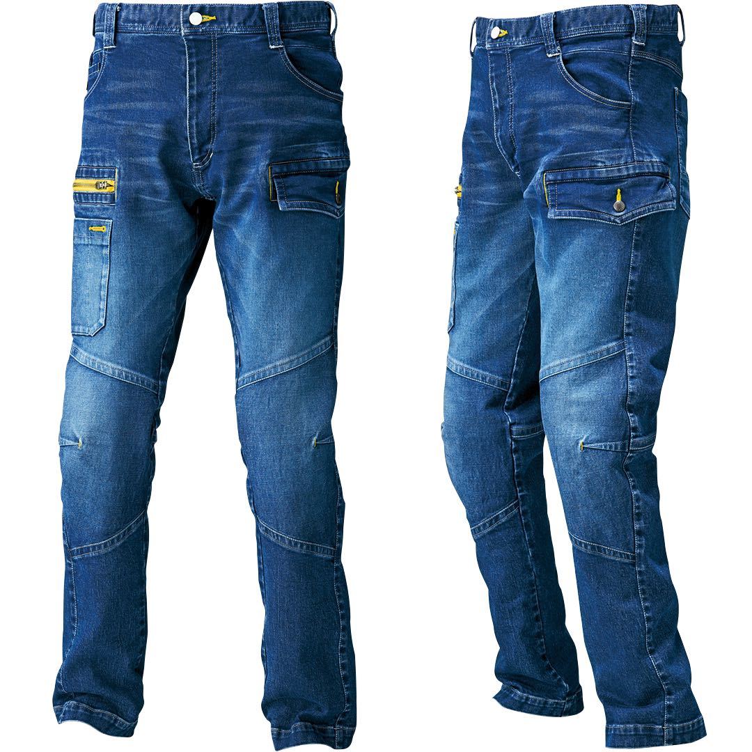 寅壱 デニム ストレッチ 8940-219 カーゴパンツ 作業服 バイオウォッシュ | ライダースジャケット 作業ズボン 作業着 メンズ 通年用 デニムカーゴパンツ 作業 ラインナップがすごい