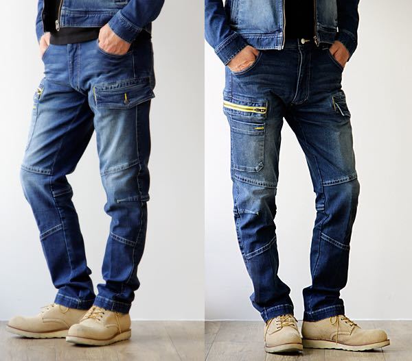 寅壱 デニム ストレッチ 8940-219 カーゴパンツ 作業服 バイオウォッシュ | ライダースジャケット 作業ズボン 作業着 メンズ 通年用 デニムカーゴパンツ 作業 ラインナップがすごい