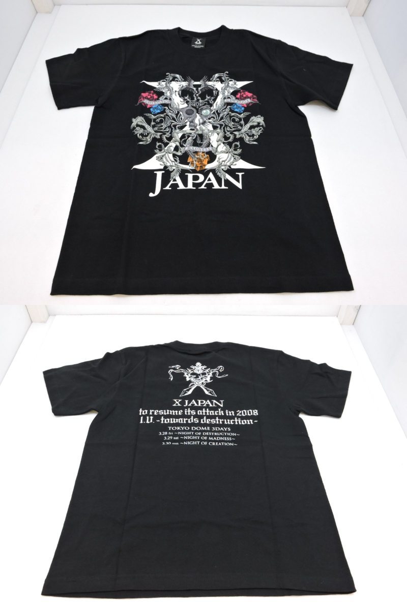 hide正規tシャツ　新品 X hide JAPAN Tシャツ黒ブラックLサイズモノトーンビックプリント